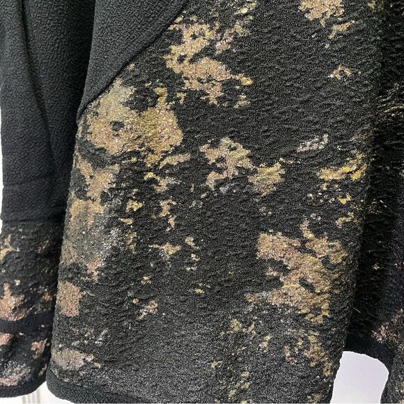 Vintage Ali Miles Lagenlook Ruffle Trim Black & Gold Jacket Topper Size Large - Picture 11 of 15